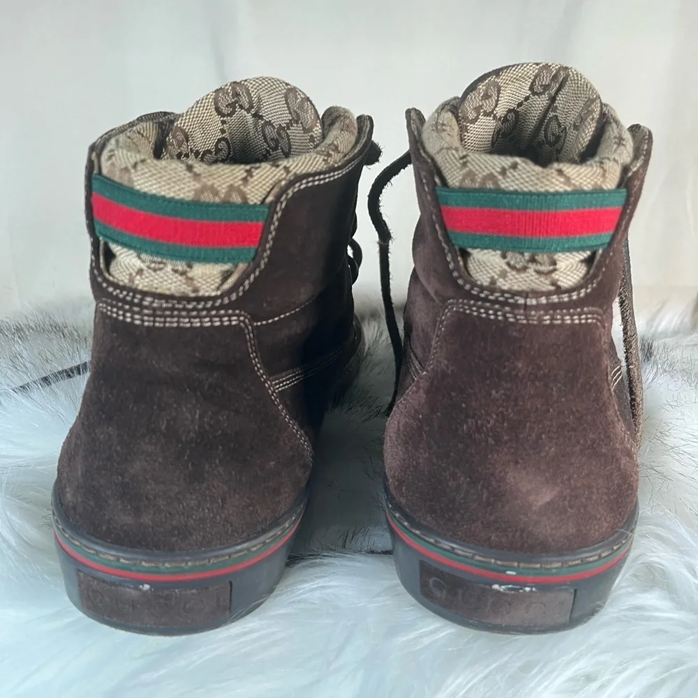 Gucci Softy Tek GG Monogram Fold Down Ankle High-Top Sneaker Boots